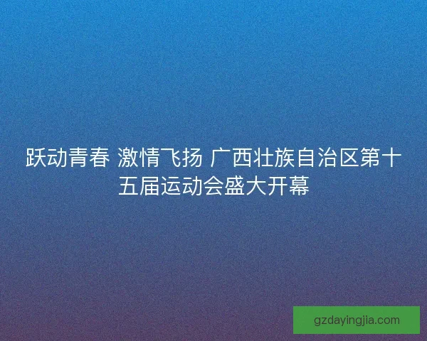 跃动青春 激情飞扬 广西壮族自治区第十五届运动会盛大开幕